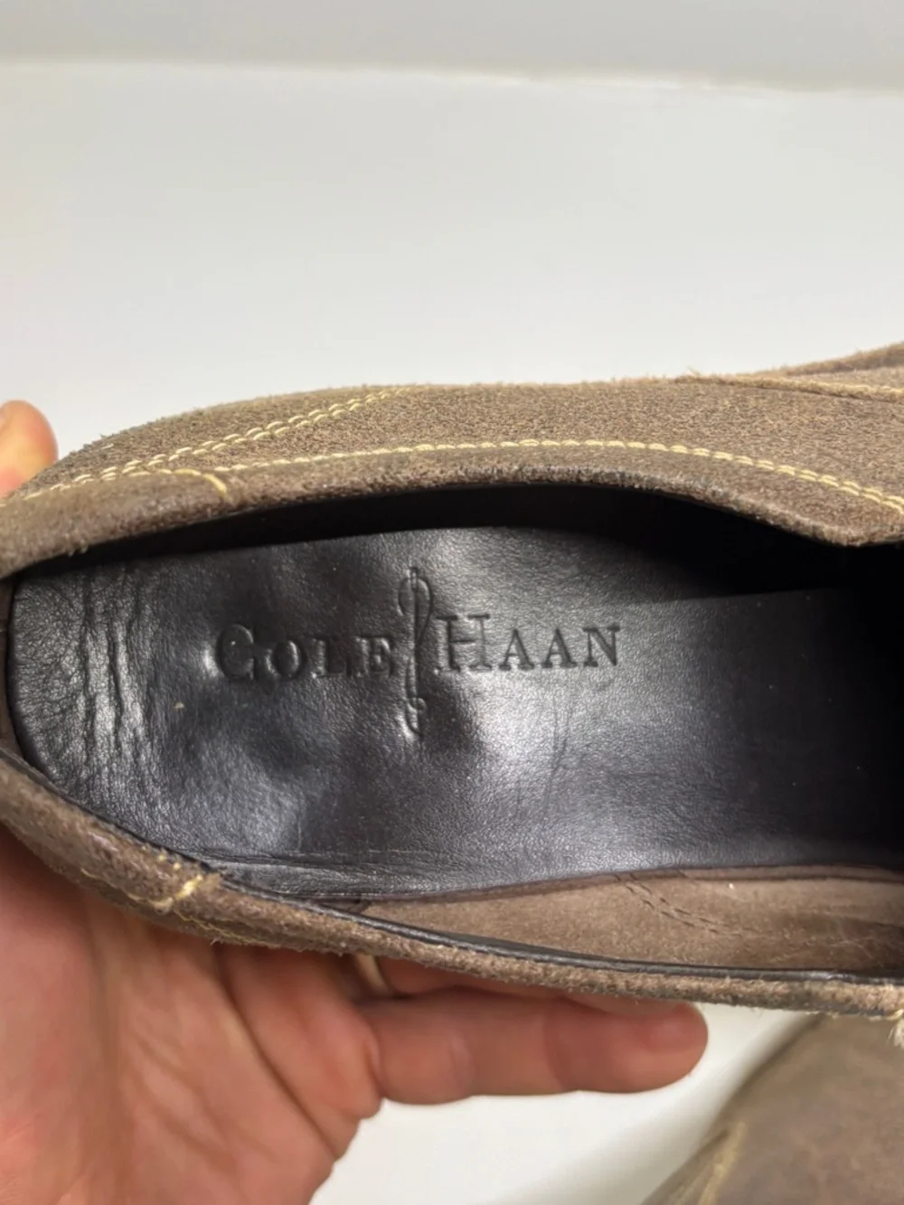 Cole Haan Nike Air Slip On Loafers Brown Leather Men’s 10 Comfort Dress Shoes
